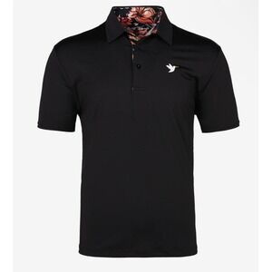 Birdie Threads Golf Polo Black The Punalu'u Tropical SZ‎ L Performance Hawaiian